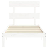 Bed Frame without Mattress White Single Solid Wood Pine 3193497