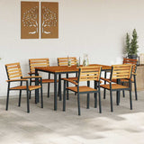Garden Dining Set 7 pcs Black Solid Acacia Wood 3284400
