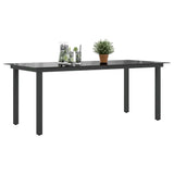 Garden Dining Table Black Aluminium and Glass 190 x 90 cm Durable 42789