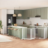 Dog Gate with Door Foldable 10 Panels White 800 cm Poplar Wood 3155567