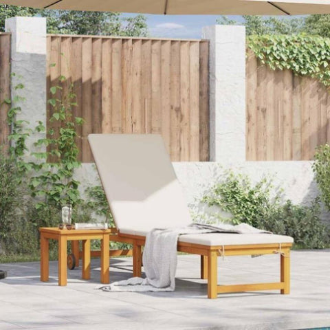 Sun Lounger Reclining Brown 53 x 202 x 89cm Solid Acacia wood 4108107