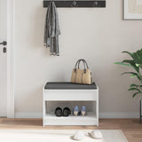 Hall Bench White 63 x 38 x 45 cm Engineered Wood and Fabric 891568