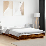Bed Frame with LED Lights without Mattress Smoked Oak 120x190cm 3281144