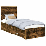 Bed Frame Smoked Oak and Silver 70 x 190 cm Engineered Wood 3411372