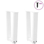 ZNTS Dining Table Legs V-Shape 2 pcs White 38x cm Steel 4012625