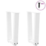 ZNTS Dining Table Legs V-Shape 2 pcs White 38x cm Steel 4012625