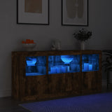 Sideboard with LED Lights Smoked Oak 142.5x37x67 cm 3209069
