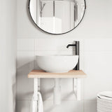 Basin Shelf Wall Mounted Steel and Solid Wood Oak 3302380
