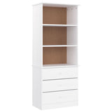 ZNTS Bookcase with Drawers ALTA White 60x35x142 cm Solid Wood Pine 353952