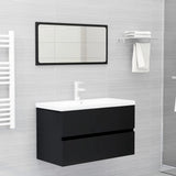 Bathroom Furniture Set Black Engineered Wood 3071595