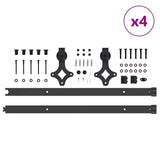 Sliding Door Hardware Kit 305 cm Steel Black 3295755