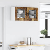 Wall Glass Cabinet PORTO 2 pcs Smoked Oak 40 x 31 x 40 cm 885196