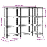 4-Layer Storage Shelves 3 pcs Blue Steel&Engineered Wood 3307580