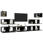 ZNTS 7 Piece TV Cabinet Set Black Engineered Wood 3078818