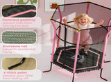 Kids Trampoline Mini Bouncer with Enclosure Safety Net For Ages 3-10 Years - Pink T3398P348058