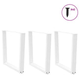 Dining Table Legs V-Shape 3 pcs White 80x cm Steel 4012665