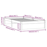 Bed Frame without Mattress White Solid Wood 100x200 cm 814940