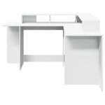 ZNTS Desk with LED Lights White 152x152x91 cm Engineered Wood 3309456