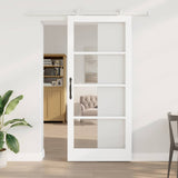Sliding Door ORKDAL White 93 x 211 cm Solid Pine Wood and Glass 3332066