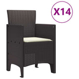 Garden Dining Set 15 pcs Brown Polt rattan 3378641