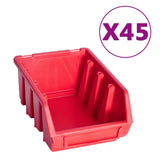 96 Piece Storage Bin Kit with Wall Panels Red and Black 150807