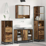 Bathroom Furniture Set with Door 3 pcs Old Wood Engineered Wood 3402569