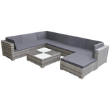 8 Piece Garden Lounge Set with Cushions Poly Rattan Grey 42837
