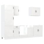 ZNTS 7 Piece Kitchen Cabinet Set Kalmar High Gloss White Engineered Wood 3314773