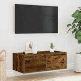 TV Cabinet with LED Lights Smoked Oak 75x35.5x25 cm 860233