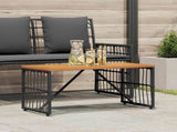 Outdoor Table Black 80 x 40 x 40 cm Steel and Poly Rattan 42025145