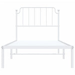 ZNTS Metal Bed Frame with Headboard White 90x200 cm 373929