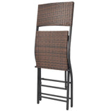 7 Piece Folding Outdoor Dining Set Steel Poly Rattan Brown 42877