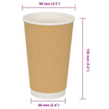 Paper Coffee Cups 500 pcs 16oz 400ml Brown 4102801