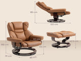 360&deg Swivel Recliner Chair with Footstool, PU Leather Manual Recliner Armchair with Footstool, T3398P378077