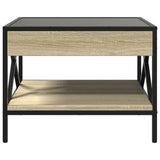 ZNTS Coffee Table with Infinity LED Sonoma Oak 50x50x38 cm 847698