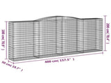 Arched Gabion Baskets 3 pcs 400x50x180/200 cm Galvanised Iron 3147049