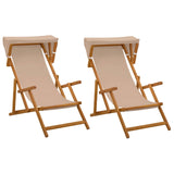 Deck Chair 2 pcs 3 Position Solid Eucalyptus Wood Taupe 3407815