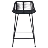 Bar Stool 2 pcs Black 44 x 45 x 76 cm Rattan and Steel 42033203