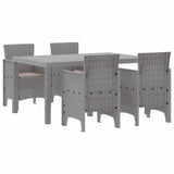 Garden Dining Set 5 pcs Light Grey Polt rattan 3378708