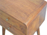 Solid Wood Curved Chestnut Bedside, 2 Drawers, Dark Brown B2743P402920