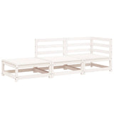 Garden Sofa with Footstool 2-Seater White Solid Wood Pine 837971