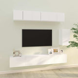 6 Piece TV Cabinet Set White Engineered Wood 3114614