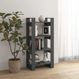 Book Cabinet/Room Divider Grey 60x35x125 cm Solid Wood 813886