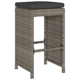 Garden Bar Stools with Cushions 2 pcs Grey Poly Rattan 368687