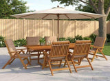 7-Piece Garden Dining Set Natural Solid Acacia Wood 3434526