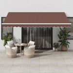 ZNTS Manual Retractable Awning with LED Brown 450x350 cm 3215392