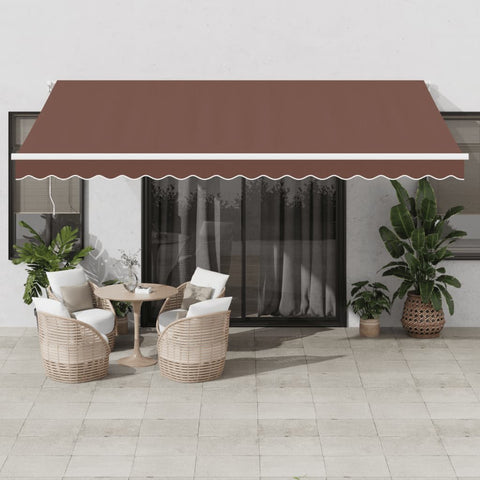 ZNTS Manual Retractable Awning with LED Brown 450x350 cm 3215392