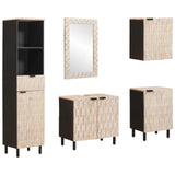 Bathroom Sets 5 pcs White Wash Finish Solid Mango Wood 3310033