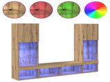 TV Wall Units with LED 5 pcs Artisan Oak Engineered Wood 3402958