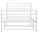 Metal Bed Frame without Mattress with Footboard White 107x203cm 352382